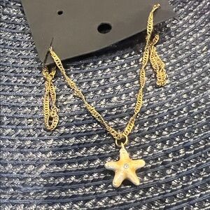 Gold Starfish Pendant Necklace